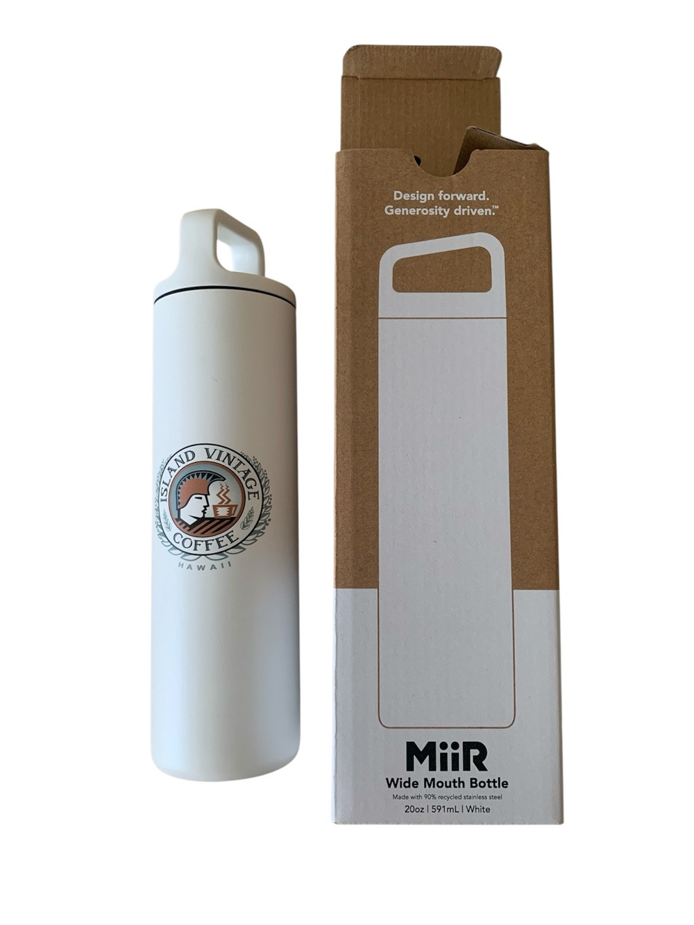 Island Vintage Coffee Hawaii MiiR 20oz Wide Mouth Bottle White New in Box